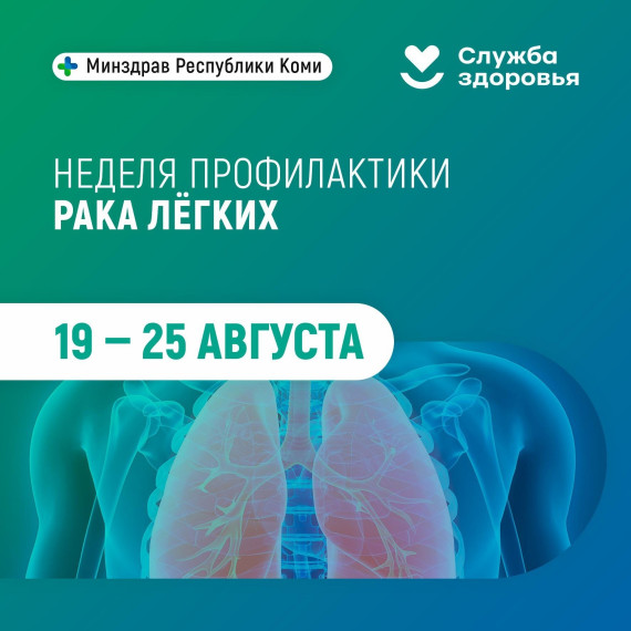 НЕДЕЛЯ ПРОФИЛАКТИКИ РАКА ЛЕГКИХ С 19 ПО 25 АВГУСТА.