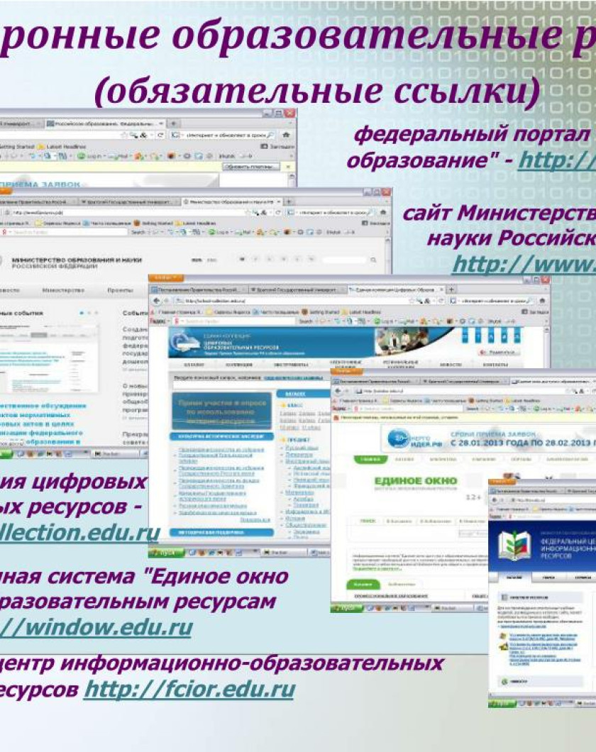 Сайты электронных образовательных ресурсов
